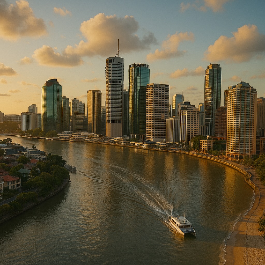 City skyline and riverfront walks in Brisbane