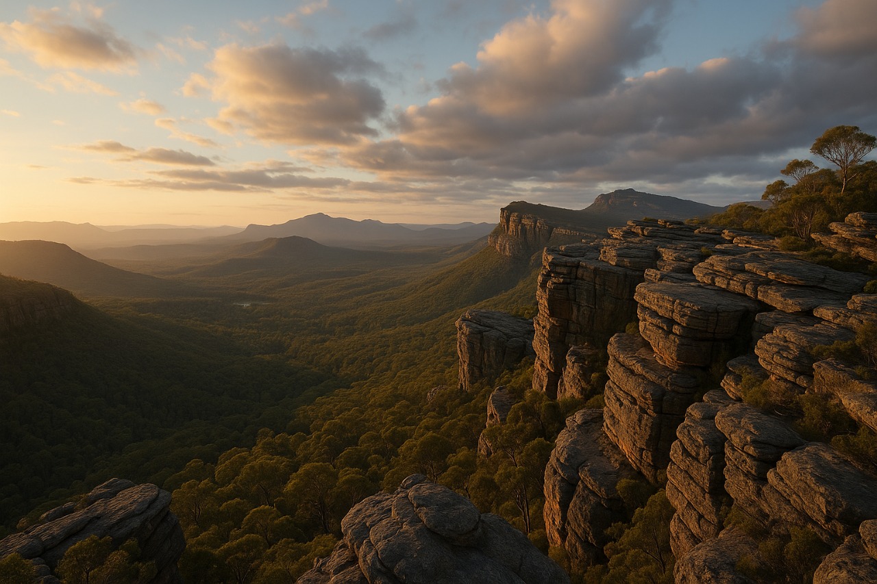 Rocky peaks and plains in the Grampians
