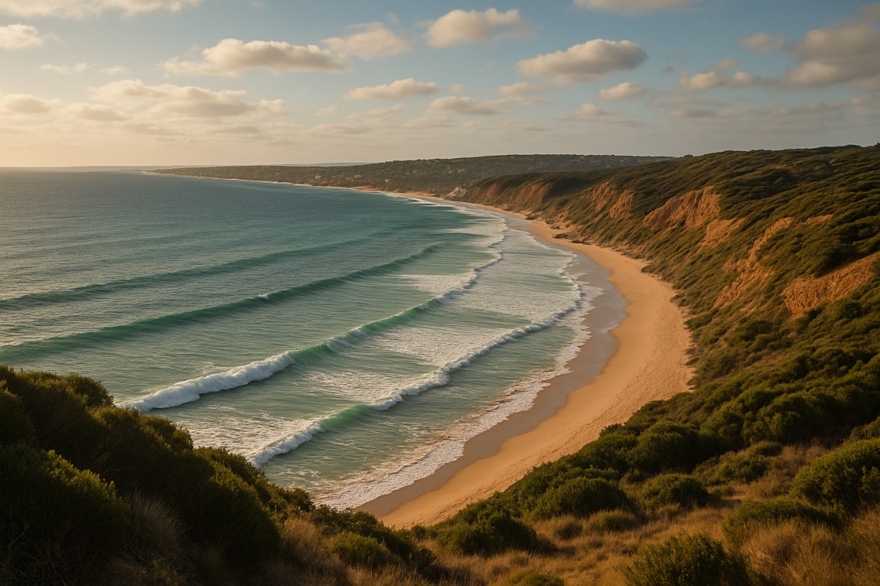 View over coastal villages of the Mornington Peninsula
