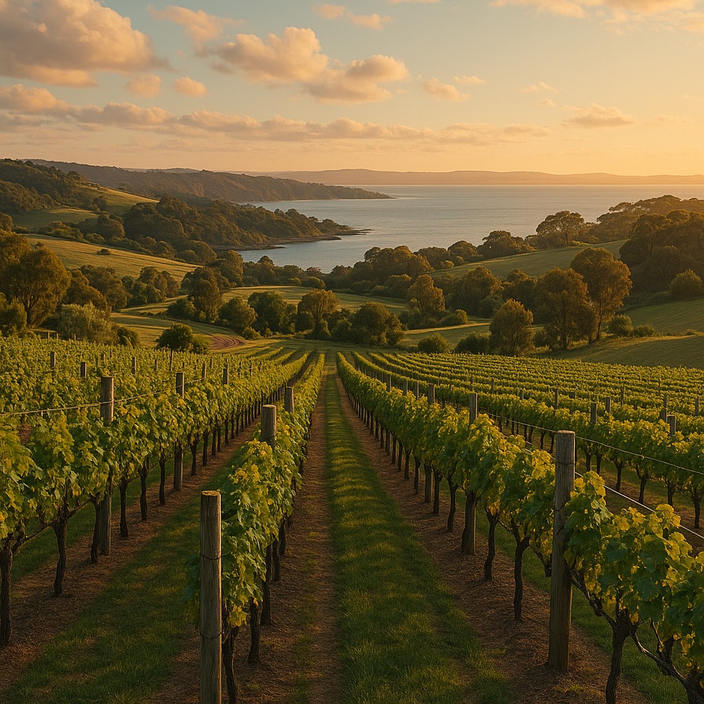 Vineyards near the sea on Mornington Peninsula